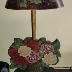 1980s Vintage Floral Table Lamp 