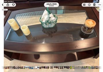 Wood and glass cocktail table