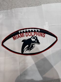 Football Dolphins Metallic Metal Sign 9x18 18 Gauge Steel Wall Decor