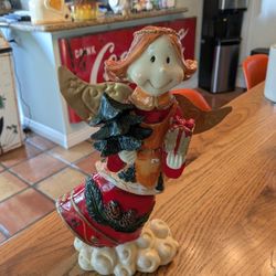 Vintage, Retro Smiling Angel Christmas Decor Figure Chalkware , Plaster