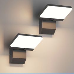 Brand New 2 Pack Modern Outdoor Wall Lights 24W Aluminum 180° Adjustable Head IP65 Waterproof 3000K Exterior Garage Light for Front Door Patio