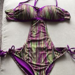 Aqua one piece bikini in purple in L