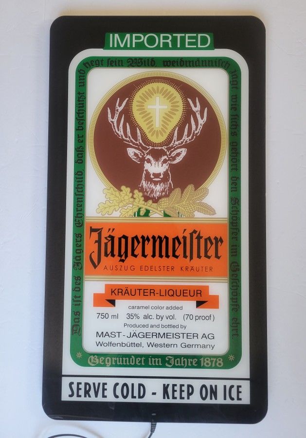 Vintage Large JAGERMEISTER Light Up Sign Advertisement 
