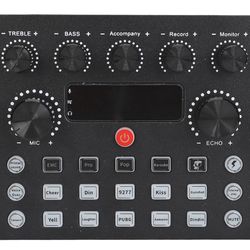 Live Sound Card, Audio Mixer USB External Sound Card with Dual Microphone Ports, Sound Card Live Broadcast KTV Sound Card for Live KTV Voice Chat