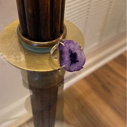 Purple Solar Quartz Ring 