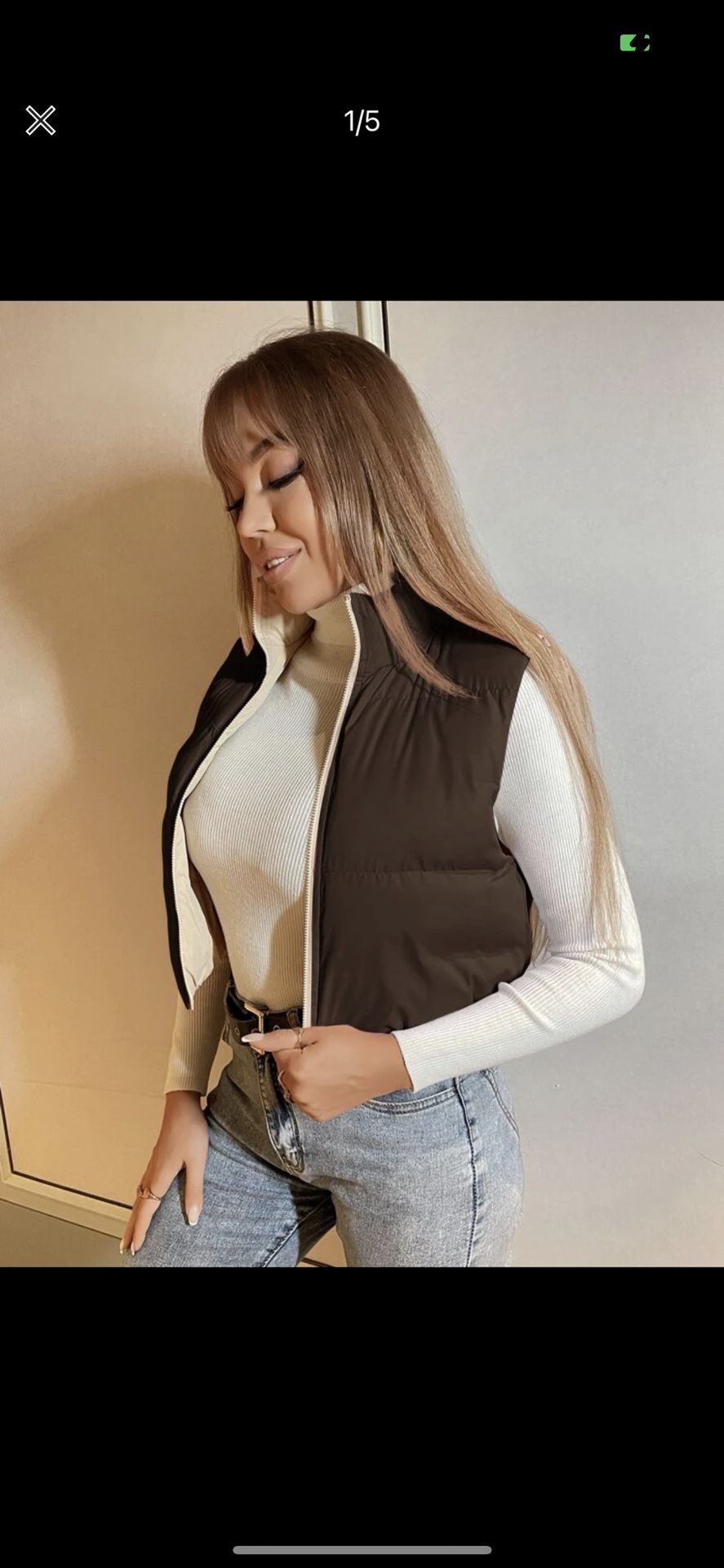 Brown Sleeveless Puffer Vest