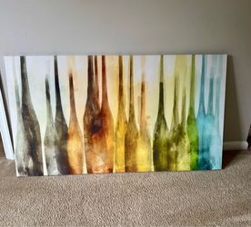Large Abstract Watercolor Bottles Canvas Wall Art