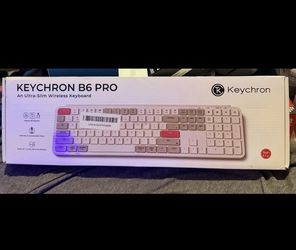 Keychron B6 Pro Ultra-Thin BT Wireless Keyboard, Full-Size ZMK - Retro Red