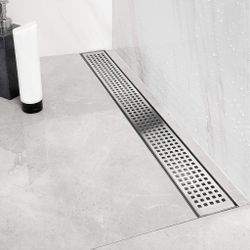 48-Inch Linear Shower Drain with Removable Quadrato Pattern Grate,Brushed 304...