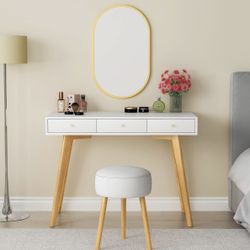 Modern style white color wooden writing desk/vanity desk with 3 drawers