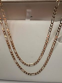 14k Real Yellow Gold Figaro Chain