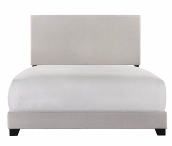 King Upholstered Kahki Bed Frame - Brand New
