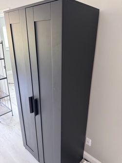 Tall Dark Gray Wardrobe Cabinet with Door