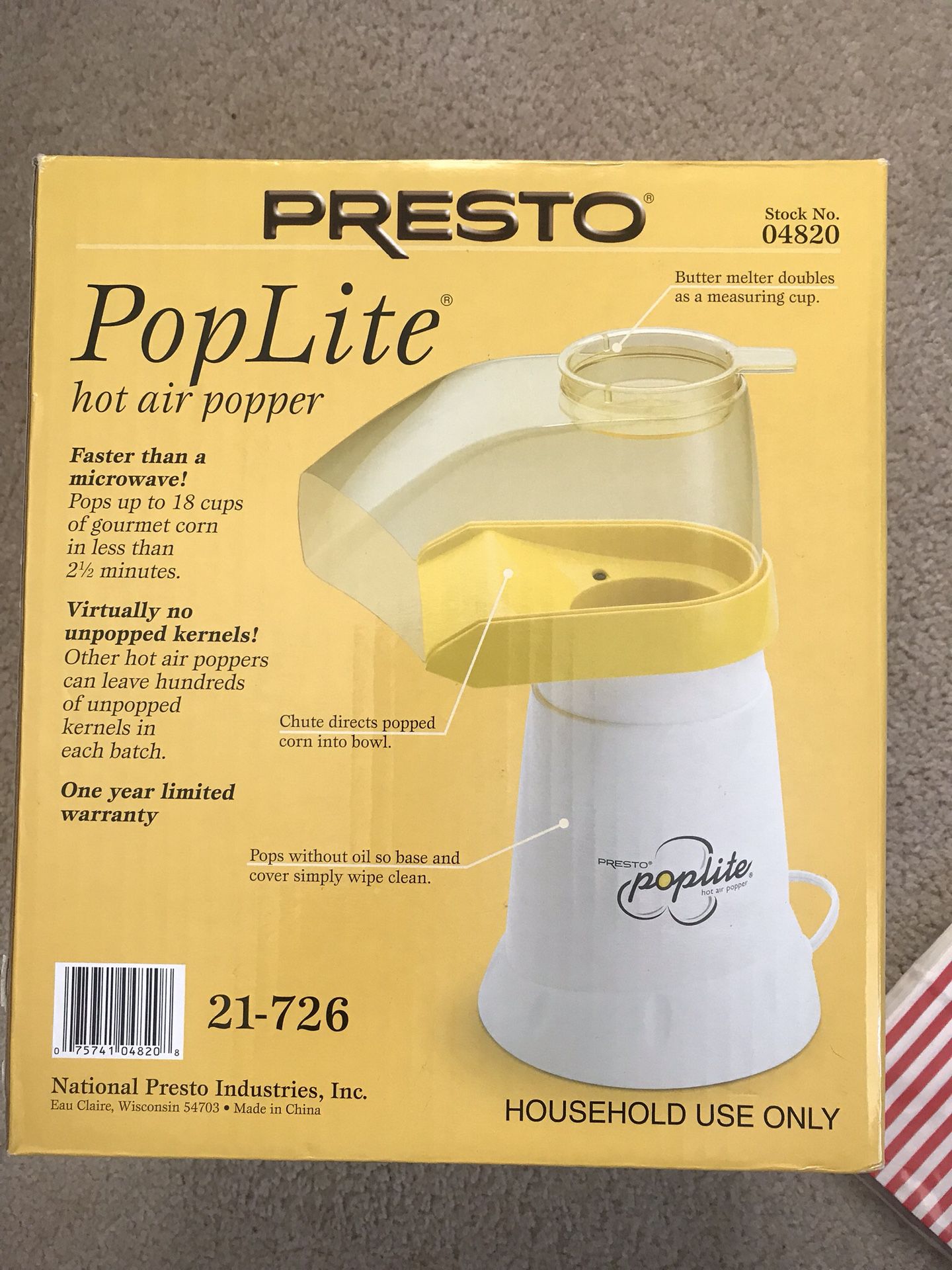 Presto Poplite Hot Air Popcorn Popper - general for sale - by