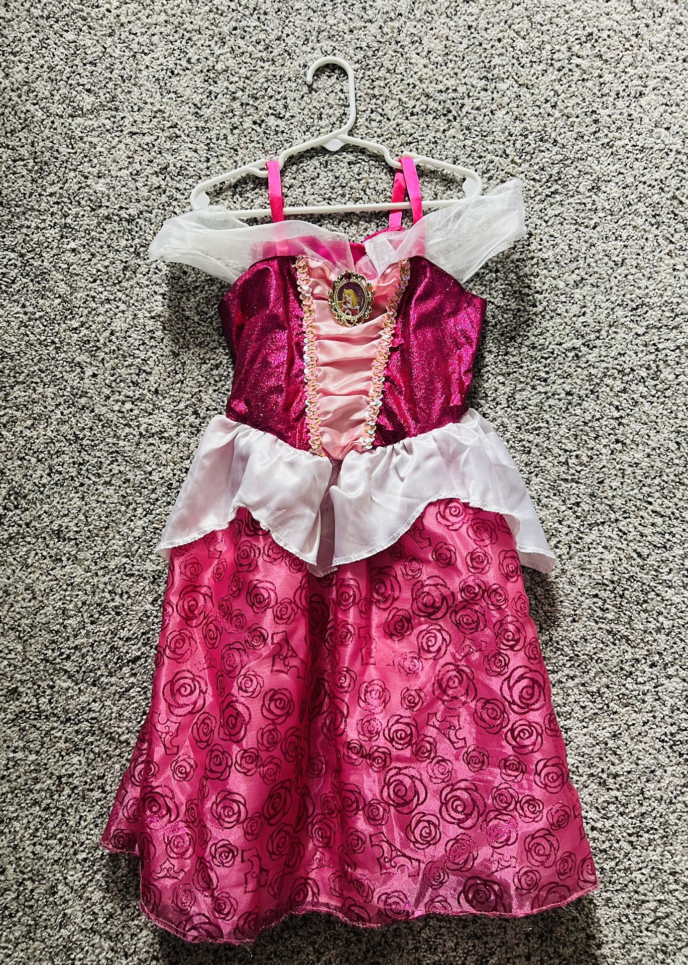 Disney Princess Aurora Kids Halloween Costume Pretend Play Dress Size 4-5 Small