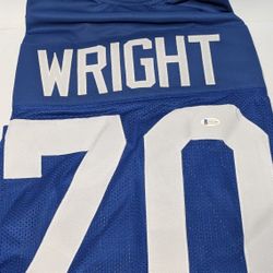 Rayfield Wright Signed Autograph Dallas Cowboys Jersey Beckett COA #70 NFL HOF

