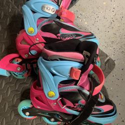 Girls Skates Barely used Adjustable For Sizes 2-5