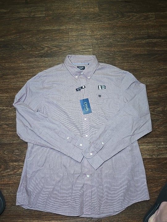 Chaps Mens Plaid Button Up Long Sleeve Dress Shirt Size XXL