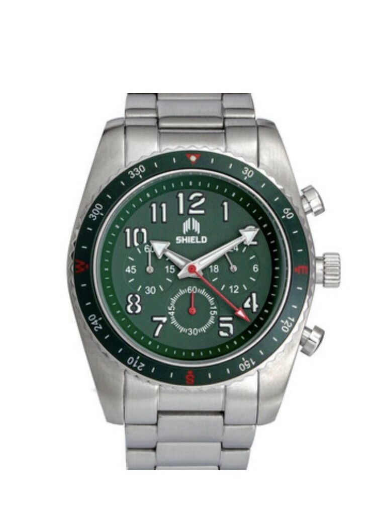 Brand New - Shield Exley Quartz Green Dial Stainless Steel Men's Watch SLDSH109-5 Divers watch , 200M Wr