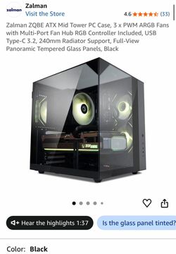 Zalman ZQBE ATX Mid Tower PC Case. CASE ONLY.