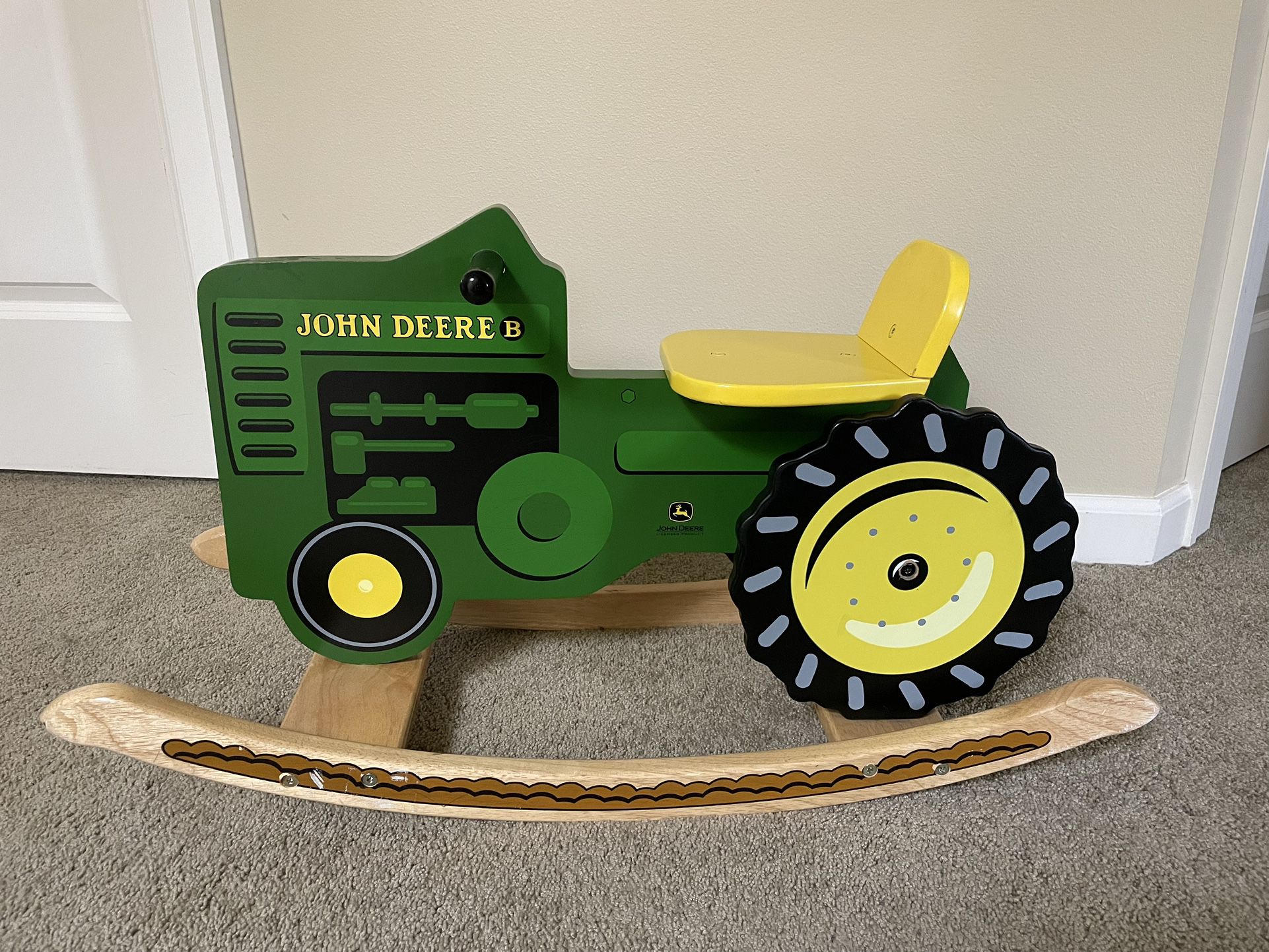 John Deere Wooden Tractor Kids Rocker Ride On