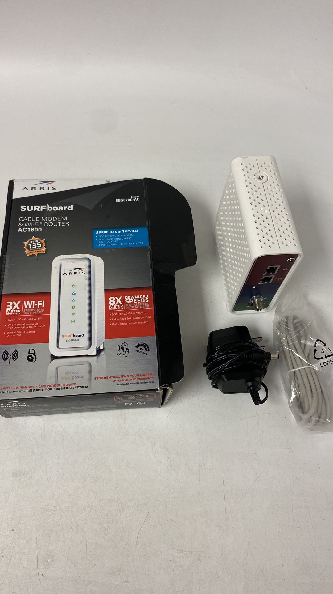 ARRIS Surfboard Docsis 3.0 Cable Modem And AC1600 Dual Band Wi-Fi Router