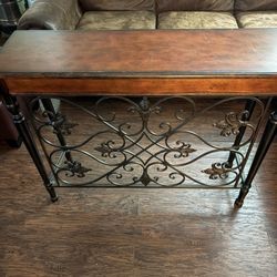 Console sofa entrance table wood wrought iron decor slip compact