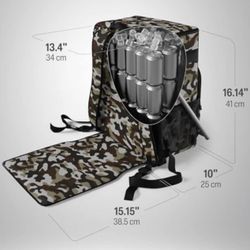 Insulated Backpack Cooler with Foldable Seat - 40 Cans, 24 Hour Cooling, Breathable Straps, Lightweight Leak Proof Liner, Portable Cooler Backpack Bag