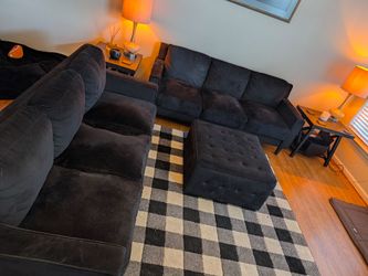 Black Velvet Couches & Ottoman