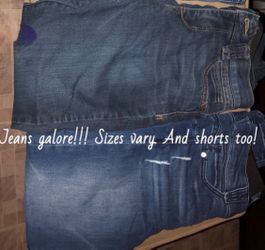 Jeans galore, box full assorted sizes