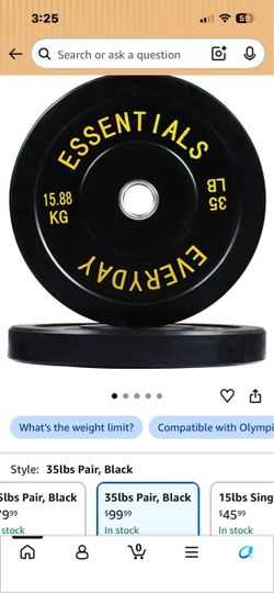 Everyday Essentials 35 LB Bumper Plates Pair