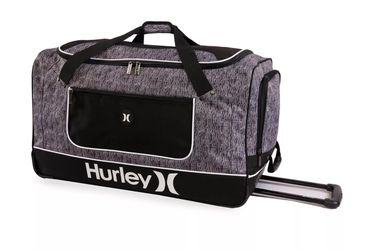 Hurley Kahuna 30" Rolling Duffel in a gray tweed fabric. (LARGE - NEVER USED/LIKE NEW