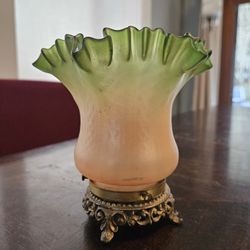 Antique Tiffany-style Painted Glass Candle Holder
