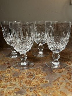 SET OF 4 WATERFORD CRYSTAL COLLEEN 4.75” CLARET WINE SHORT STEM GLASSES VTG EUC