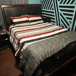 wood Queen bed frame and dresser