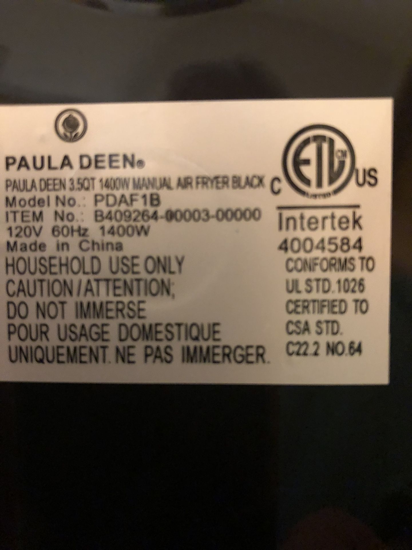 Paula Deen Air Fryer for Sale in Woodinville, WA - OfferUp