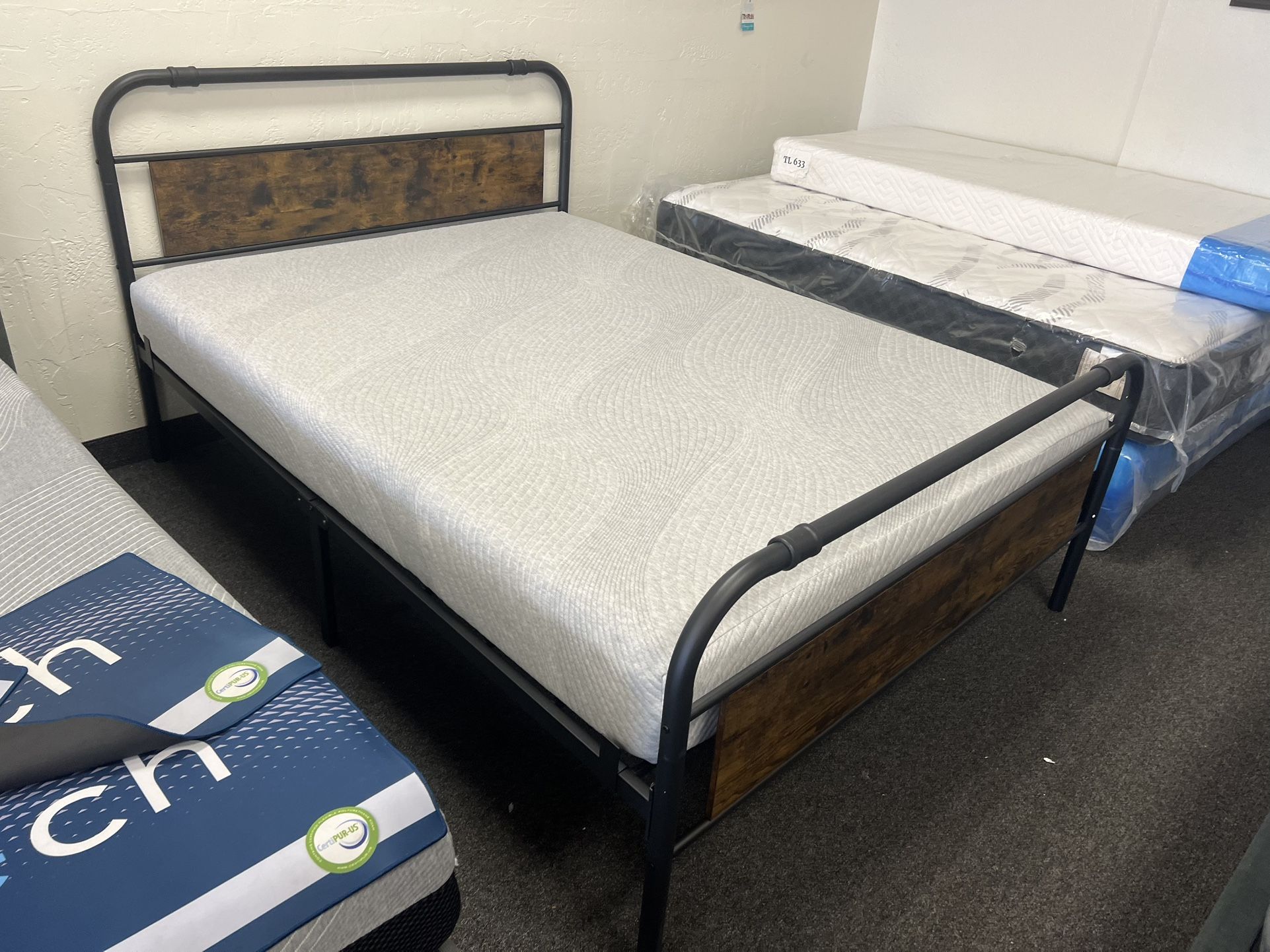 Queen Bed Frame With Gel Memory Foam Mattress