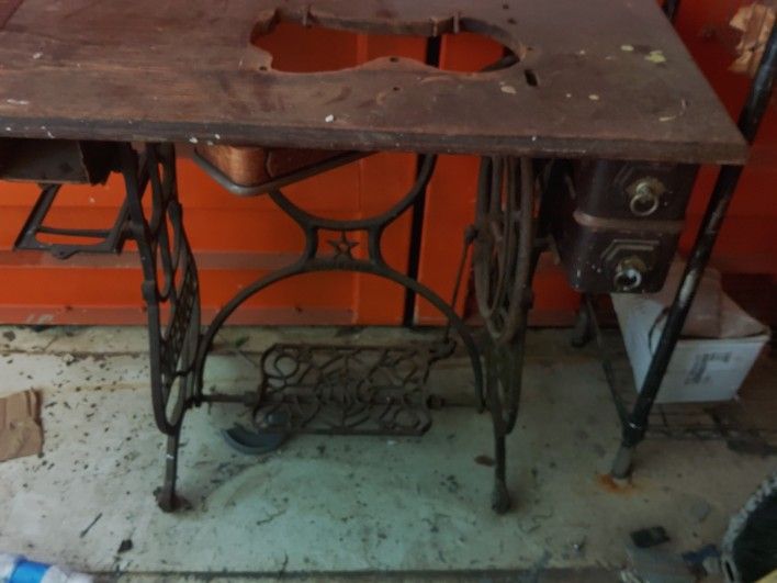 Antique Sewing Machine Table 