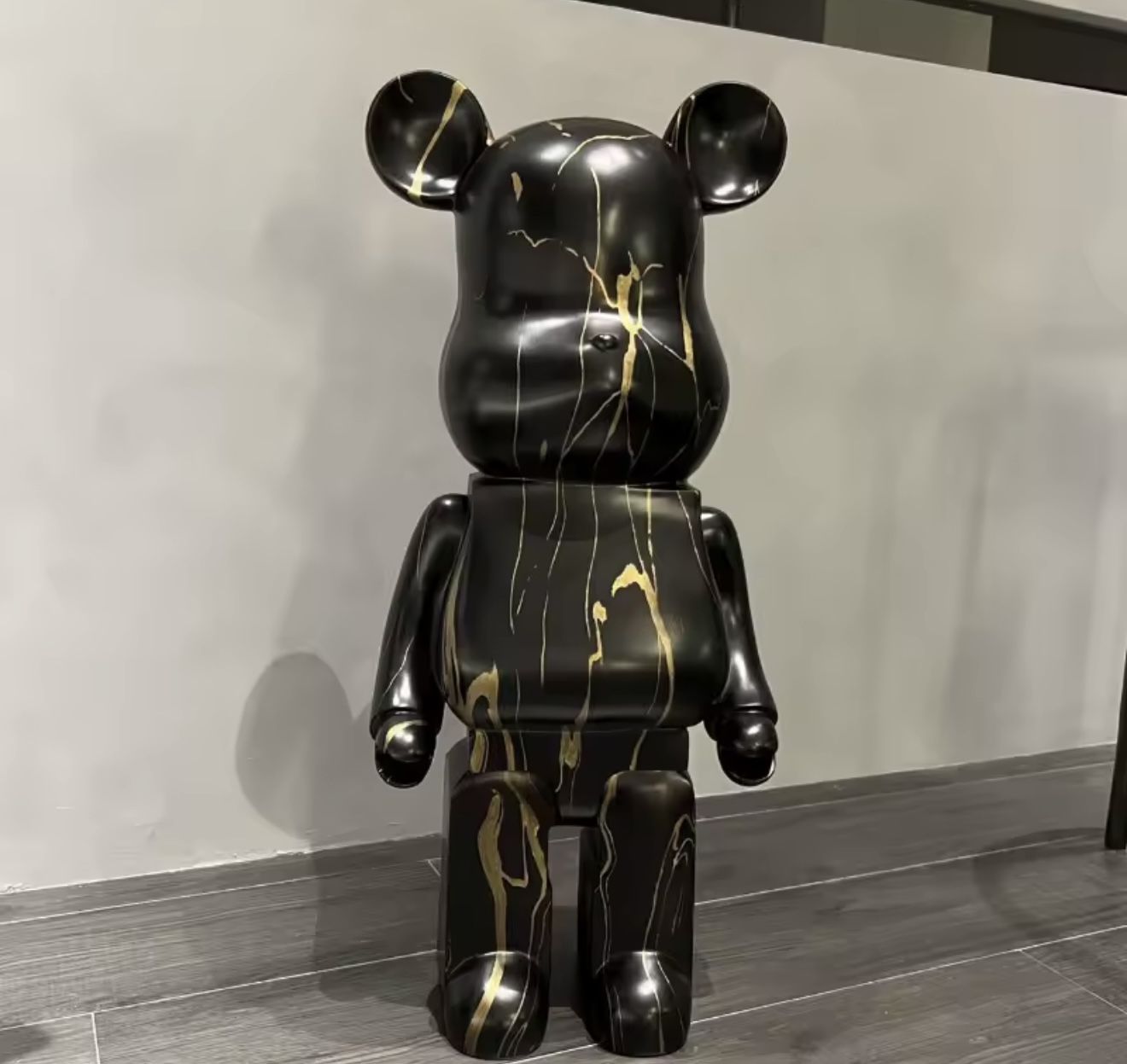 🧸 Stylish Bearbrick Figurine – Black Marble 