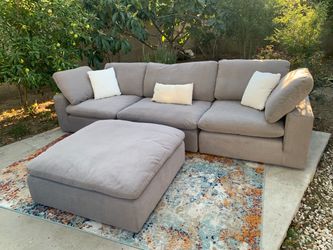 Gray 4-Piece Oversized Sofa with Ottoman