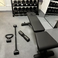 Complete Home Gym Set – Dumbbells 5-50 lb, Titan Rack, Titan adjustable Bench  and JayFlex Hyperbell bundle