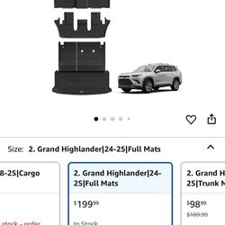 3W Floor Mats for 2024 2025 Toyota Grand Highlander 7 Seat (Include Hybrid), with Subwoofer, Trunk Mat Cargo Liner, and Seat Back Covers TPE All Weath