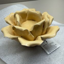Yellow Rose Ceramic Votive Holder 