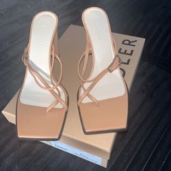 Wandler Cognac Strappy Square-Toe Heel