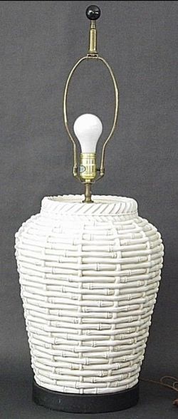 Vintage Classic Chapman Table Lamp Faux Bamboo Ceramic Asian Chinoiserie 33"