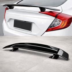 New In Box 46 Inch Glossy Black Universal Inch Rear Trunk Mounting Spoiler Wing Down Force No Drilling Required 