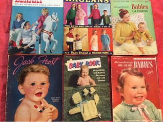 LOT OF 6 VINTAGE BABY CROCHET KNITTING BOOKS BOYS AND GIRLS 1950s