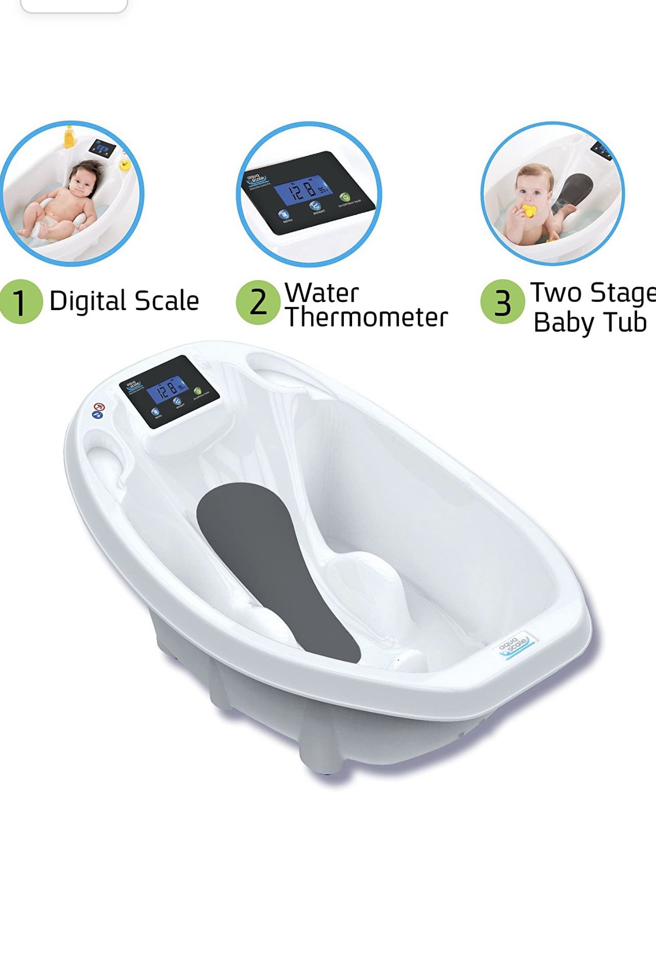 AquaScale 3-in-1 Digital Scale, Water Thermometer and Infant Tub