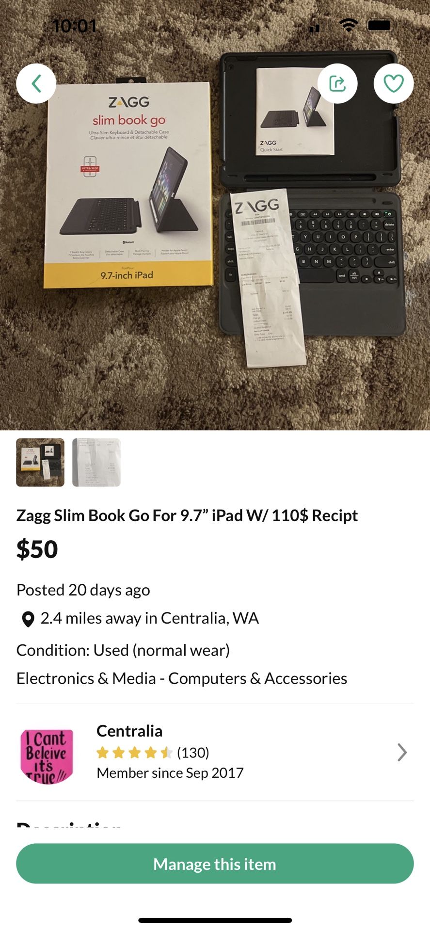 9.7” iPad Case With Magnetic Keyboard New