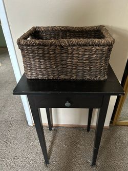 Black Wood Side Table with Drawer